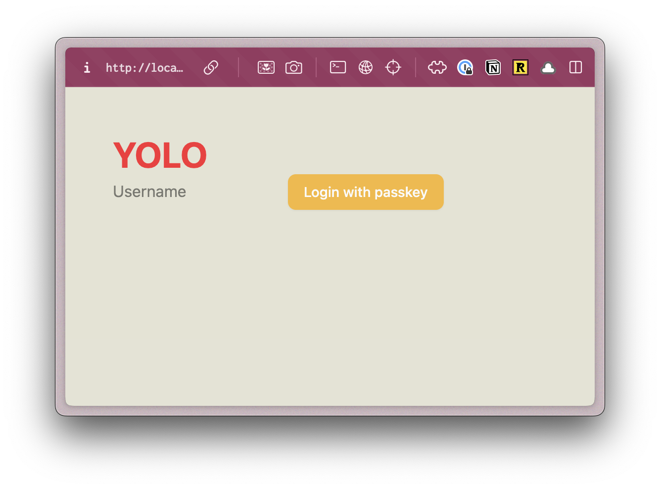 A screenshot of the login page with the layout wrapper applied.