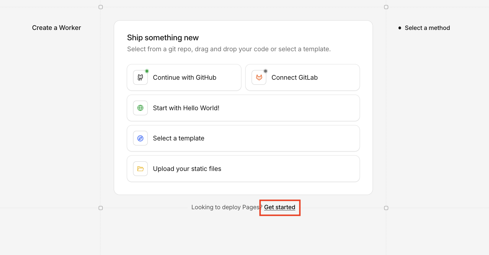 A screenshot with a red box highlighting the Get Started link.