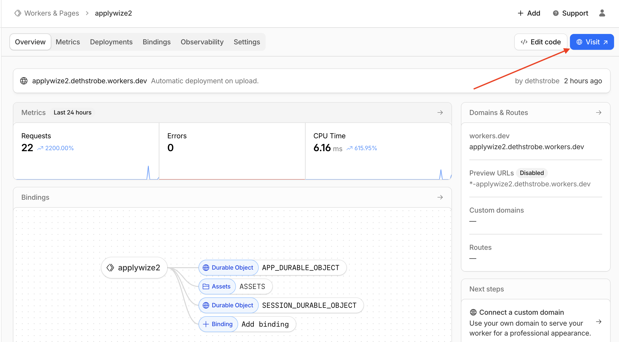 A screenshot of Cloudflare application details page.