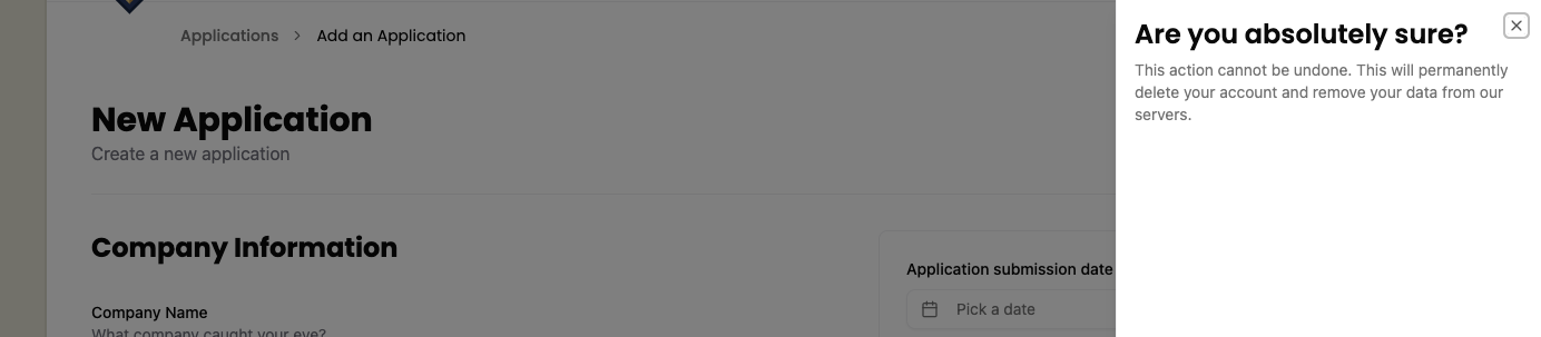 a screenshot of the side sheet opened with the placeholder text.