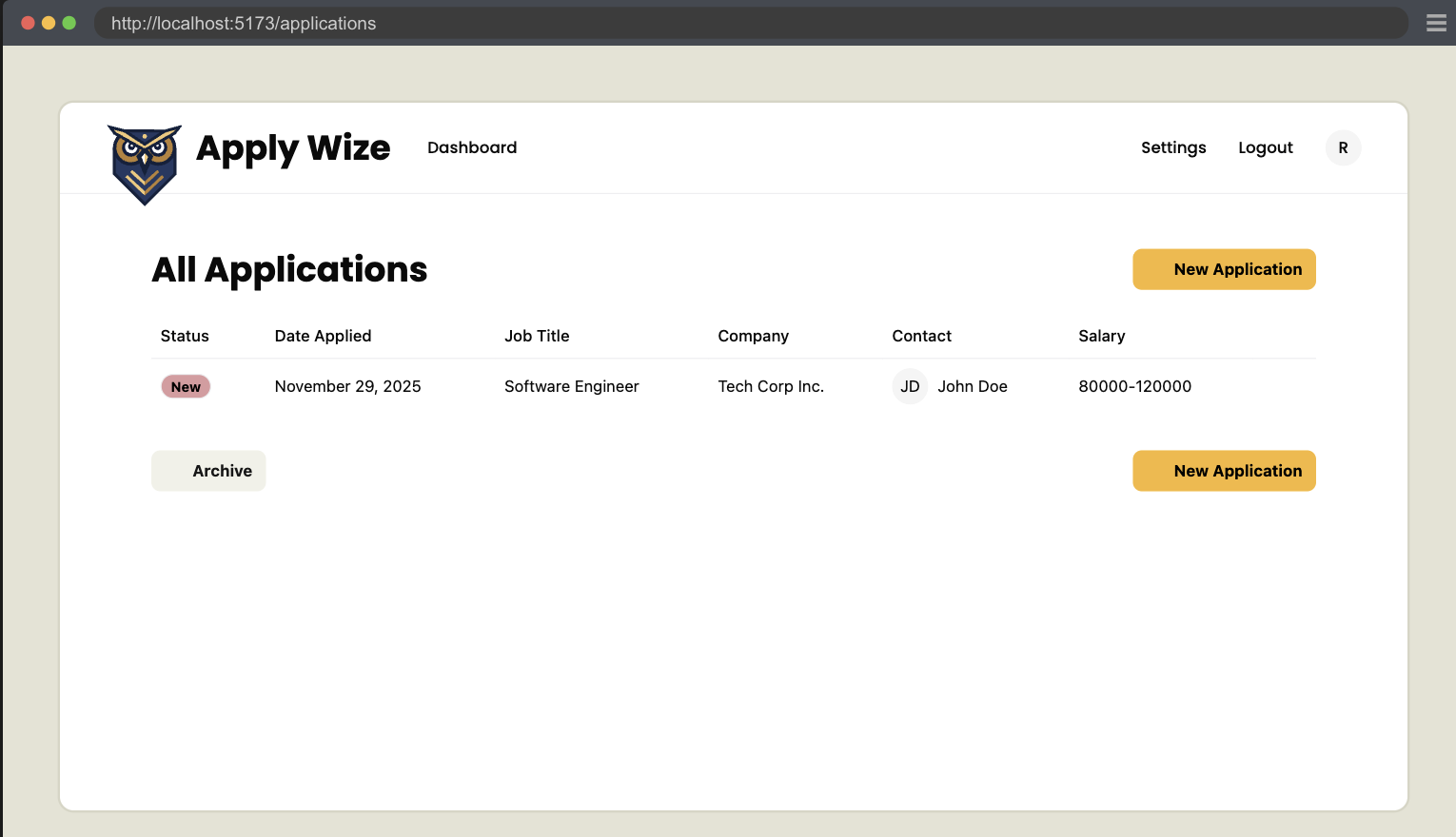 A screenshot of the Dashboard with too much padding pushing in the content.
